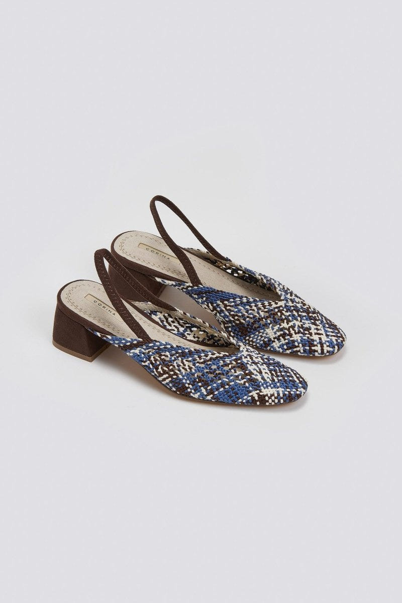 Γόβες slingback με πλεκτό σχέδιο CORINA - Μπλε - thefashionproject.gr - CORINA