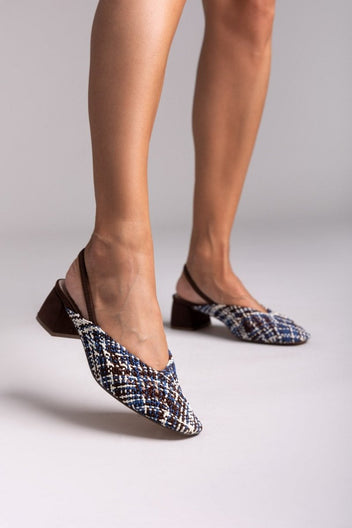 Γόβες slingback με πλεκτό σχέδιο CORINA - Μπλε - thefashionproject.gr - CORINA