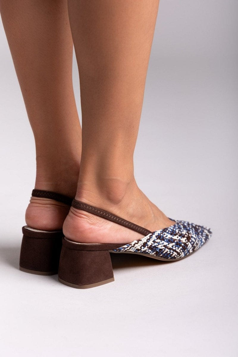 Γόβες slingback με πλεκτό σχέδιο CORINA - Μπλε - thefashionproject.gr - CORINA