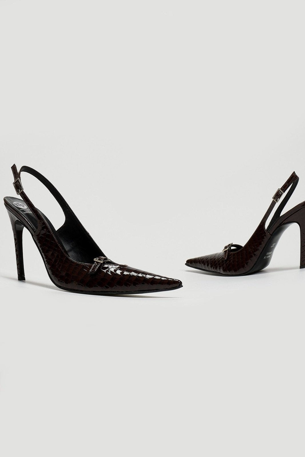 Γόβες slingback μυτερές λουστρίνι TFP - Burgundy - thefashionproject.gr - TFP