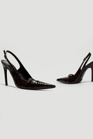 Γόβες slingback μυτερές λουστρίνι TFP - Burgundy - thefashionproject.gr - TFP