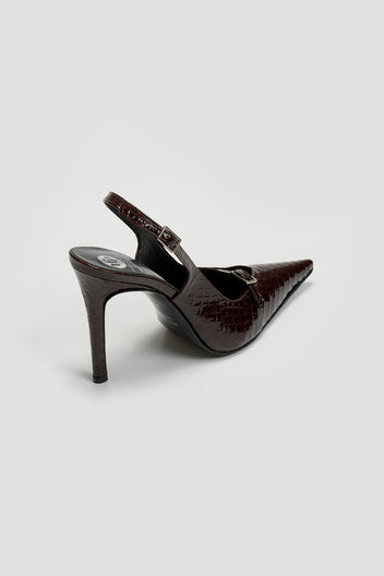 Γόβες slingback μυτερές λουστρίνι TFP - Burgundy - thefashionproject.gr - TFP