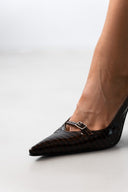 Γόβες slingback μυτερές λουστρίνι TFP - Burgundy - thefashionproject.gr - TFP