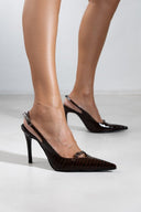 Γόβες slingback μυτερές λουστρίνι TFP - Burgundy - thefashionproject.gr - TFP