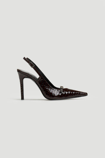 Γόβες slingback μυτερές λουστρίνι TFP - Burgundy - thefashionproject.gr - TFP