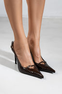 Γόβες slingback μυτερές λουστρίνι TFP - Burgundy - thefashionproject.gr - TFP