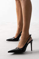 Γόβες slingback μυτερές λουστρίνι TFP - Μαύρο - thefashionproject.gr - TFP