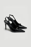 Γόβες slingback μυτερές λουστρίνι TFP - Μαύρο - thefashionproject.gr - TFP