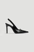 Γόβες slingback μυτερές λουστρίνι TFP - Μαύρο - thefashionproject.gr - TFP