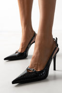 Γόβες slingback μυτερές λουστρίνι TFP - Μαύρο - thefashionproject.gr - TFP