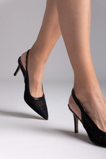 Γόβες slingback μυτερές MARIAMARE - Μαύρο - thefashionproject.gr - MARIAMARE