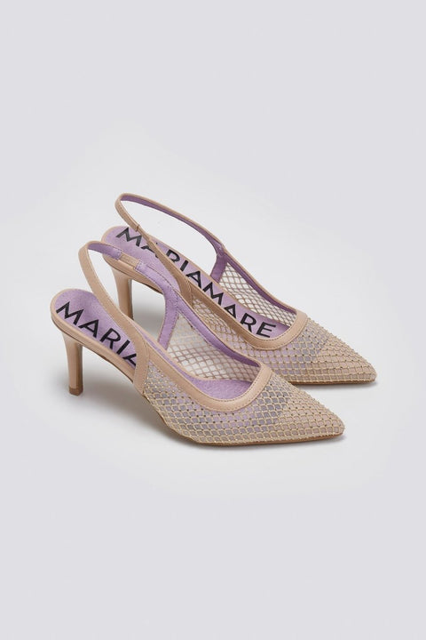 Pointed Slingback Pumps - Beige
