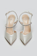Γόβες slingback μυτερές με στρας TFP - Λευκό Πέρλα - thefashionproject.gr - TFP