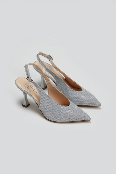 Γόβες μυτερές Slingback - Ασημί
