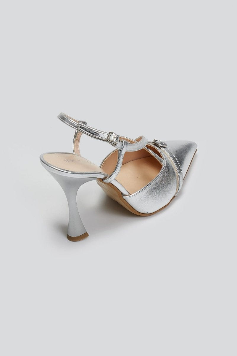 Γόβες slingback μυτερές TFP - Ασημί - thefashionproject.gr - TFP