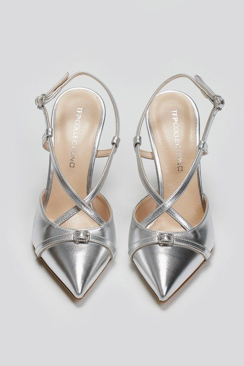 Γόβες slingback μυτερές TFP - Ασημί - thefashionproject.gr - TFP