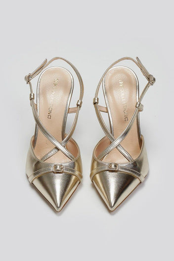 Γόβες slingback μυτερές TFP - Χρυσό - thefashionproject.gr - TFP