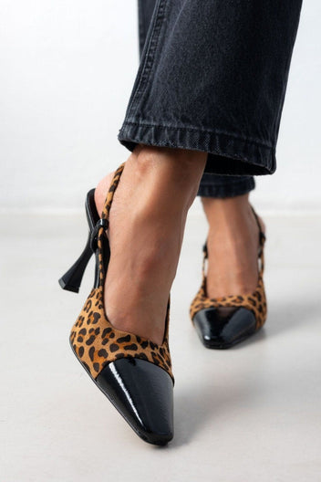 Γόβες Slingback suede με print Tfp - Leopard - thefashionproject.gr - TFP