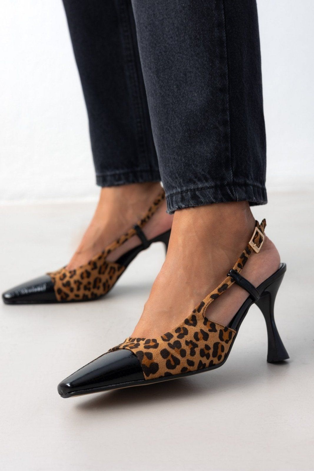 Γόβες Slingback suede με print Tfp - Leopard - thefashionproject.gr - TFP
