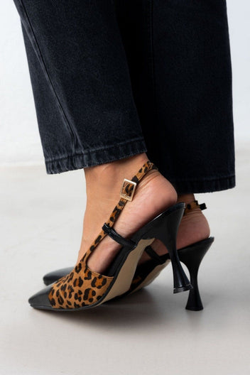 Γόβες Slingback suede με print Tfp - Leopard - thefashionproject.gr - TFP