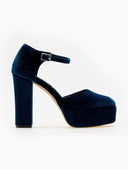 Γόβες velvet με μπαρέτα AZAREY - Petrol - thefashionproject.gr - AZAREY