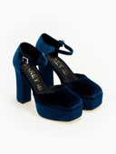 Γόβες velvet με μπαρέτα AZAREY - Petrol - thefashionproject.gr - AZAREY