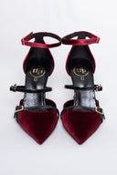 Γόβες velvet με μπαρέτα TFP - Burgundy - thefashionproject.gr - TFP