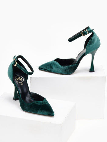 Γόβες velvet με μπαρέτα TFP - Κυπαρισσί - thefashionproject.gr - TFP