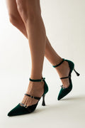 Γόβες velvet με μπαρέτα TFP - Κυπαρισσί - thefashionproject.gr - TFP