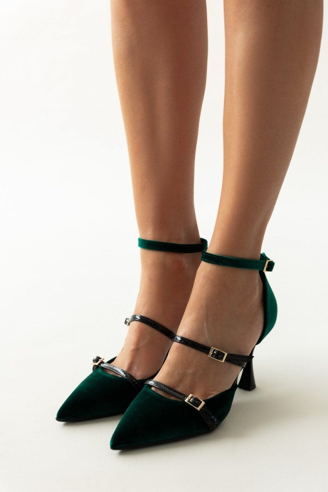 Γόβες velvet με μπαρέτα TFP - Κυπαρισσί - thefashionproject.gr - TFP
