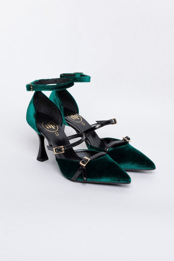 Γόβες velvet με μπαρέτα TFP - Κυπαρισσί - thefashionproject.gr - TFP