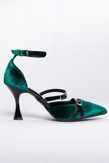 Γόβες velvet με μπαρέτα TFP - Κυπαρισσί - thefashionproject.gr - TFP