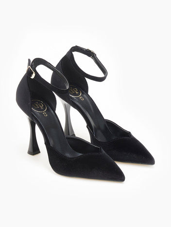 Γόβες velvet με μπαρέτα TFP - Μαύρο - thefashionproject.gr - TFP