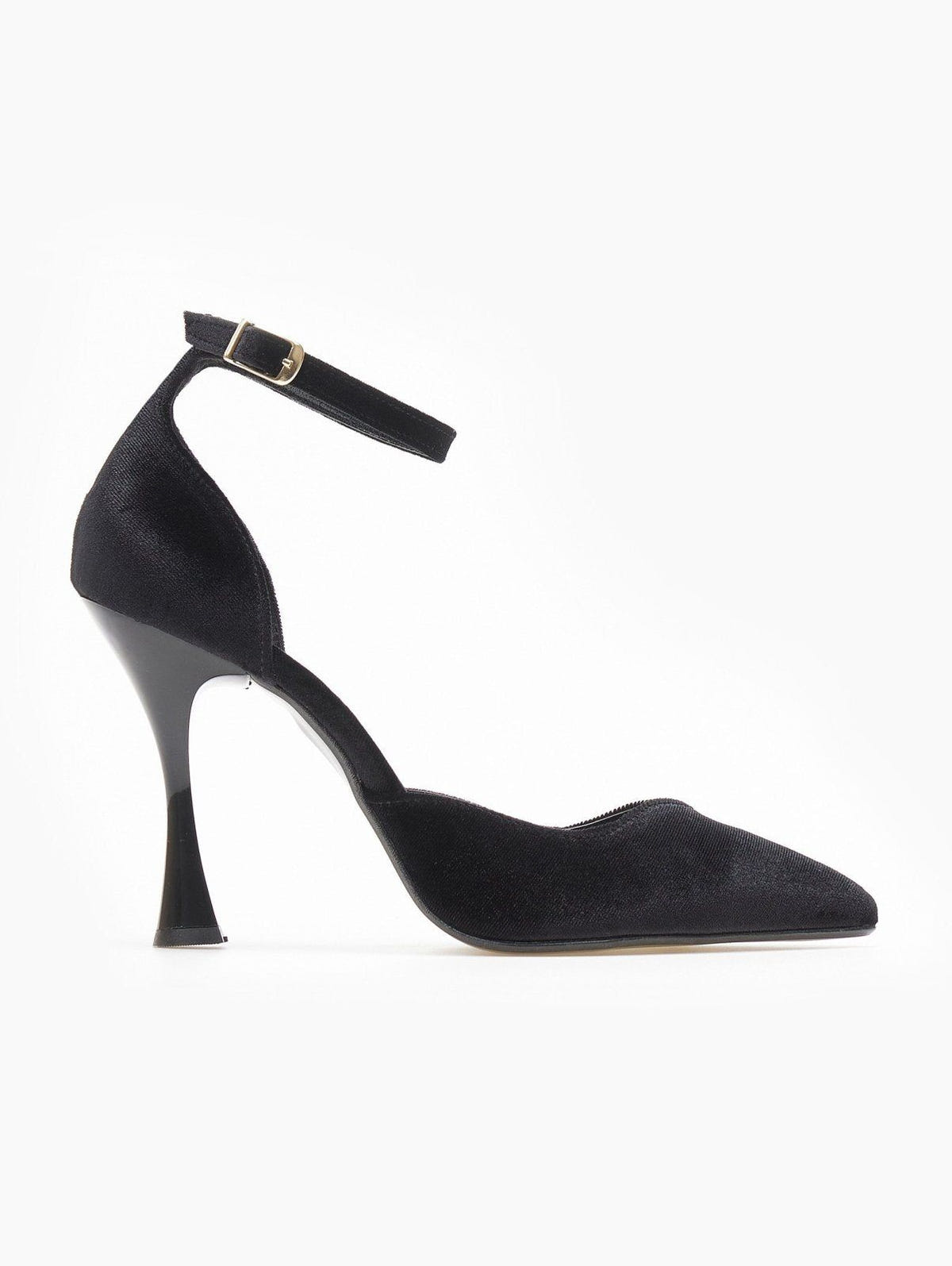 Γόβες velvet με μπαρέτα TFP - Μαύρο - thefashionproject.gr - TFP