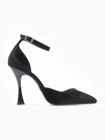 Γόβες velvet με μπαρέτα TFP - Μαύρο - thefashionproject.gr - TFP