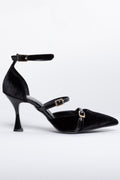 Γόβες velvet με μπαρέτα TFP - Μαύρο - thefashionproject.gr - TFP