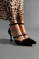 Γόβες velvet με μπαρέτα TFP - Μαύρο - thefashionproject.gr - TFP
