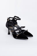Γόβες velvet με μπαρέτα TFP - Μαύρο - thefashionproject.gr - TFP