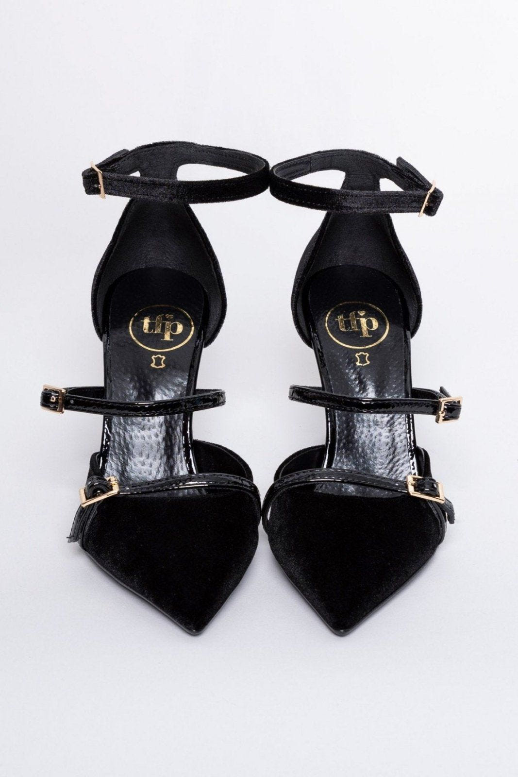Γόβες velvet με μπαρέτα TFP - Μαύρο - thefashionproject.gr - TFP