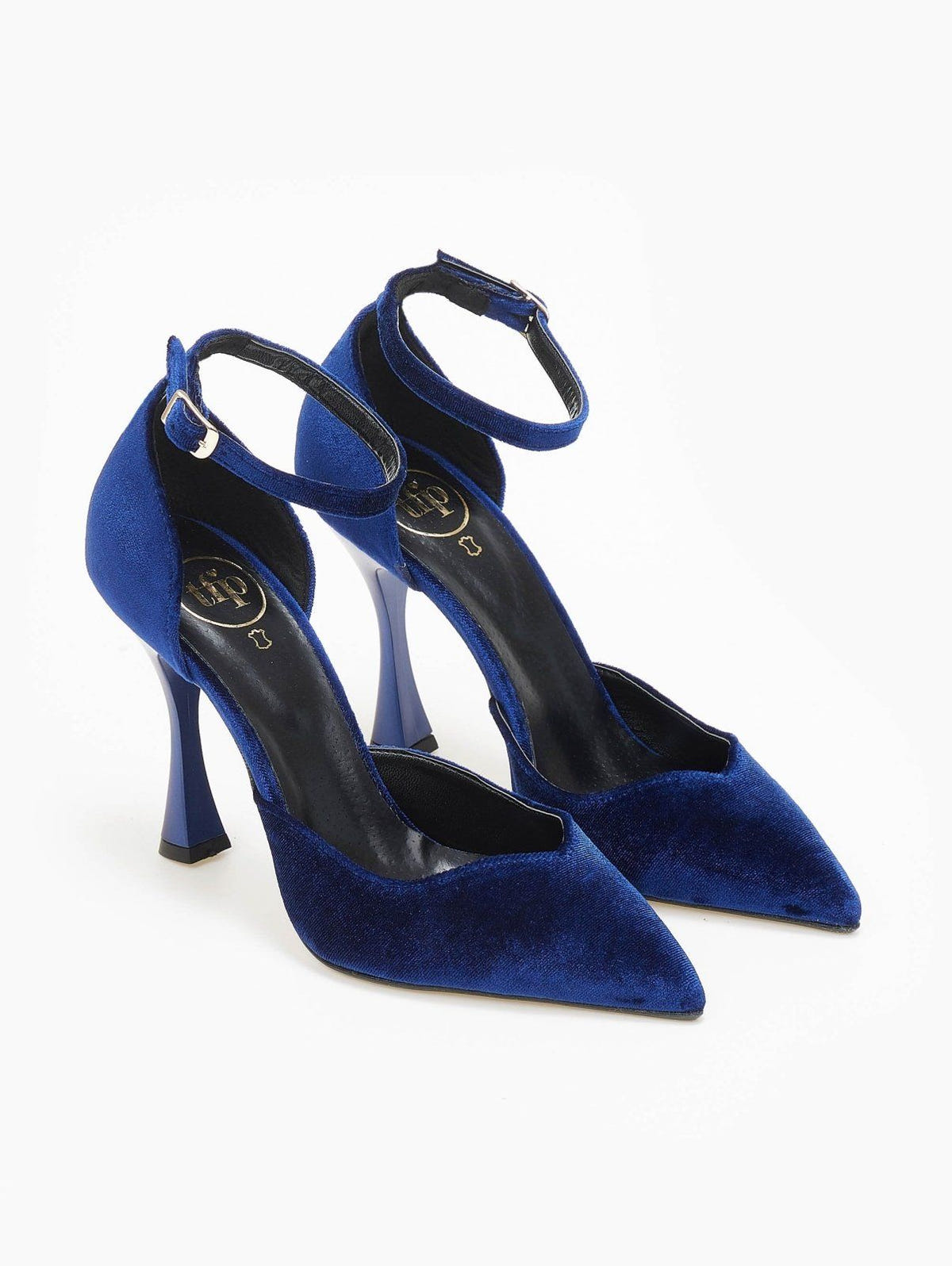 Γόβες velvet με μπαρέτα TFP - Μπλε - thefashionproject.gr - TFP