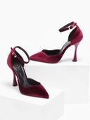 Γόβες velvet με μπαρέτα TFP - Μπορντό - thefashionproject.gr - TFP