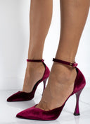 Γόβες velvet με μπαρέτα TFP - Μπορντό - thefashionproject.gr - TFP
