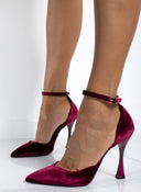 Γόβες velvet με μπαρέτα TFP - Μπορντό - thefashionproject.gr - TFP