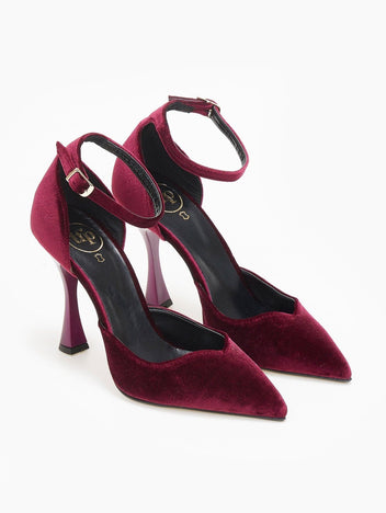 Γόβες velvet με μπαρέτα TFP - Μπορντό - thefashionproject.gr - TFP