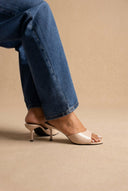 Stephan - Heel Mules Wide Strap - Beige Patent
