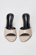 Stephan - Heel Mules Wide Strap - Beige Patent