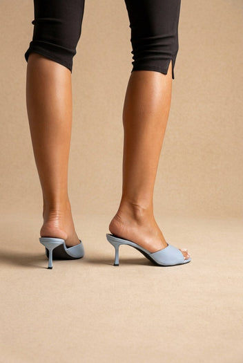 Stephan - Heel Mules Wide Strap - Light Blue Patent