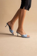 Stephan - Heel Mules Wide Strap - Light Blue Patent