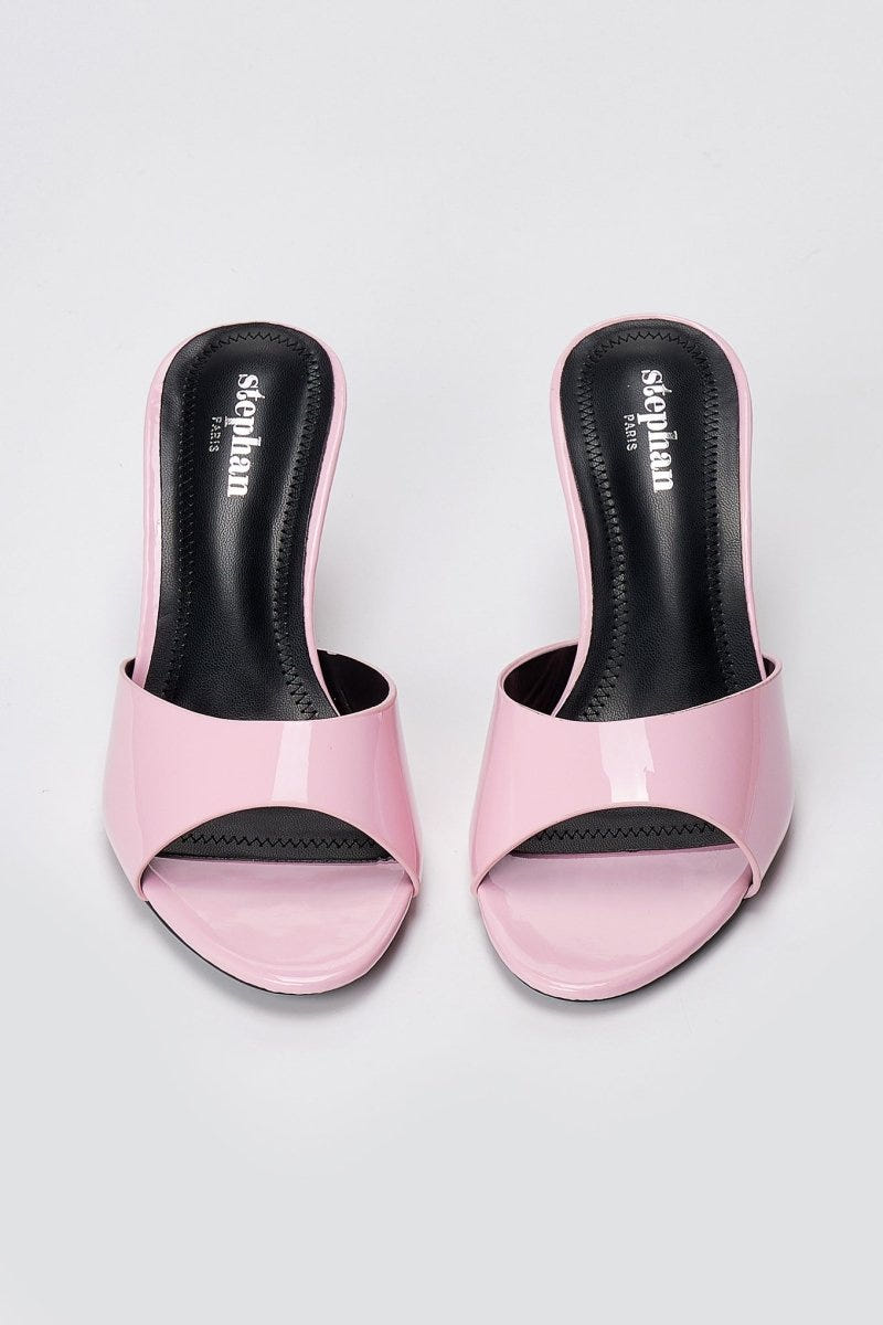 Stephan - Heel Mules Wide Strap - Light Pink Patent