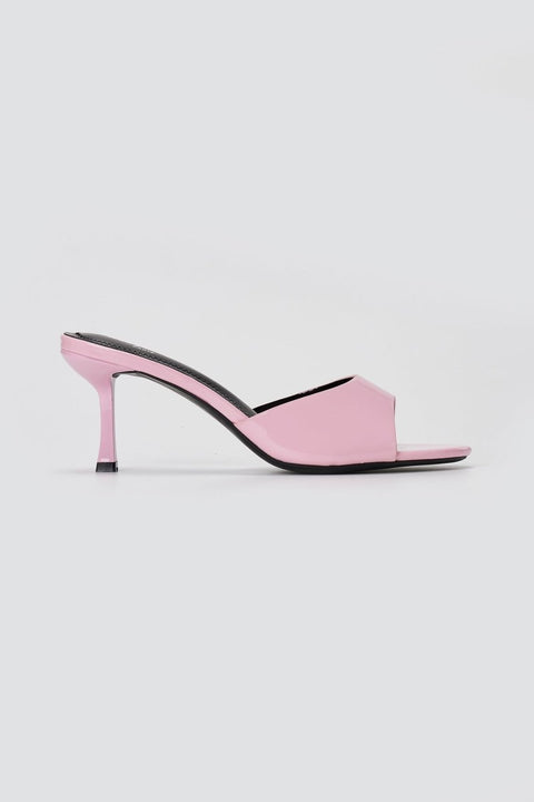 Heel Mules Wide Strap - Light Pink Patent